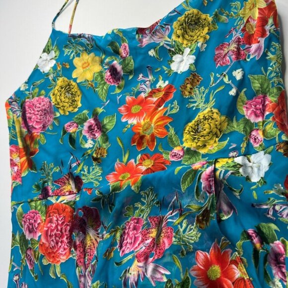 Alice + Olivia Dress Blue silk blend Floral High-low Cocktail velvet burnout 8 - Picture 7 of 16